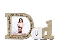 TRACOMPAN Dad Birthday Gift - Fathers Day Photoframe Gift from Daughter/Son, Wood Gifts for Dad from Daughter/Son, Durable Framed Keepsakes Presents Memorial Christmas Gifts
