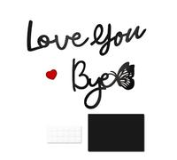 TRACOMPAN Love You Bye Door Sign with Red Heart, Handcrafted Black Wooden Door Sign with Glue, Wall Art for Hallway, Stairs, Home Entrance & Bedroom Doorway Decor, Family Greeting