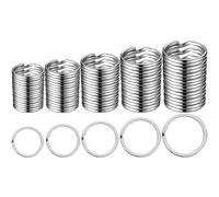 TRACOMPAN Split Key Rings 20-Pack 5 Assorted Sizes (Small 0.5 inch to Large 1.37 inch) - Multi-Purpose for Keychains, Pet Collar Tags, Crafts, Car Keys Accessories - Silver Alloy Anti-Rust Design