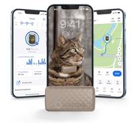 Tractive GPS Cat Tracker (6.5 lbs+), Real-time Pet Location Tracker, Health & Wellness Alerts, Battery Life Up to 7 Days, Breakaway Cat Collar Included (Brown)