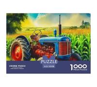 Tractor 1000 Piece Classic Brainteasing Jigsaw Puzzle Recycled Blue Tractor in Cornfield Cardboard Decoration for Adults Challenging Educational Games Teacher's Day Gratitude Gifts for Adults 52x38cm/