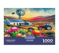 Tractor 1000 Piece Jigsaw Puzzle for Adults - Recycled Paper Tractor Windmill Farm Scenic Colorful Fun Present & Activity for Home Great Gift Idea52x38cm/1000pcs