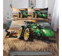 Tractor 3 Pcs Print Duvet Cover Set with Pillow Cases 3D Bedding Set for Kids & Teens Adults Soft Microfiber Comforter Cover with Zipper Closure Quilt Cover Double (200x200cm)