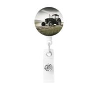 Tractor Agriculture Tranquil Badge Reels Retractable with Belt Clip, Lightweight Plastic Name Card Holder Retractable Keychain ID Badge Holder Funny Name Badge Clip for Work Nurse Gifts