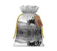 Tractor Agriculture Tranquil Christmas Drawstring Sack Gift Bag, Lightweight And Cute In Design