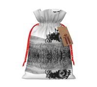 Tractor Agriculture Tranquil Christmas Drawstring Sack Gift Bag, Lightweight And Cute In Design