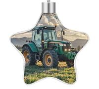 Tractor Agriculture Tranquil Christmas Star Ornament Personalized Xmas Tree Decor Plastic Star Hanging Ornament for Home Decor New Year Party Birthday Gift Wedding