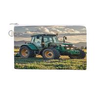 Tractor Agriculture Tranquil Coin Purse Canvas Wallet with Zipper Portable Mini Change Pouch Cute Money Pouch Small Organizer Coin Card Key Holder for Women Girls Daily Use Gift