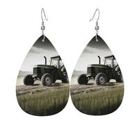 Tractor Agriculture Tranquil Earrings for Women Teardrop Leather Earring Double Sided Drop Dangle Earrings Lightweight Women's Ear Accessories Jewelry Fashion Birthday Gift