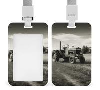 Tractor Agriculture Tranquil Id Badge Holder,Name Tag Holder with Detachable Lanyard,Waterproof Design Id Card Holder for Office, Workplace