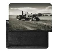 Tractor Agriculture Tranquil Passport Holder PU Leather Passport Wallet Cute Passport Cover Case Portable Credit Card Organizer Beautiful Travel Document Organizer for Women Men