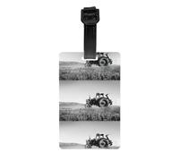 Tractor Agriculture Tranquil Print Durable PVC Luggage Tag for Suitcase Heavy Duty ID Holder Modern Business Travel Accessory