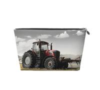 Tractor Agriculture Tranquil Print Makeup Bag, Small Travel Cosmetic Bag Toiletry Bag Portable Makeup Pouch with Silver Zipper for Women Girls
