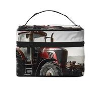 Tractor Agriculture Tranquil Print Travel Makeup Bag - Large Capacity Lightweight Cosmetic Organizer with Handle & Zipper Closure, Holiday Essentials for Women