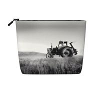 Tractor Agriculture Tranquil Printed Fake Hemp Makeup Bag â€“ Travel Toiletry Organizer, Daily Storage, Business Trip Essential