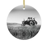 Tractor Agriculture Tranquil Printing Christmas Tree Ceramic Hanging Personalized Printed Christmas Home Porcelain Decorate Gifts