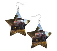 Tractor Agriculture Tranquil Prints Leather star earrings Pendant Stylish and light Lightweight Dangle for Women Girls, One Size, Leather, No Gemstone