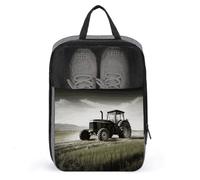 Tractor Agriculture Tranquil Shoe Bag Travel Shoe Organizer Water-Resistant Shoe Pouch with Zipper Sneaker Dust Bag, gray, One Size, Modern