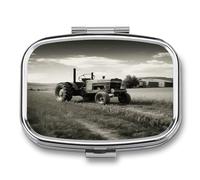 Tractor Agriculture Tranquil Square Pill Box Portable Daily Medicine Organizer Small Travel Pill Case Storage Container Waterproof Dustproof Daily Vitamin Medication Organizer Case for Travel Home Us