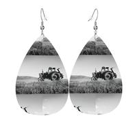 Tractor Agriculture Tranquil Teardrop Pierced Earrings For Women, Geometric Drop Earrings, Fashion Dangle Jewelry For Evening Events