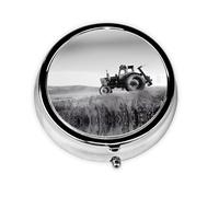 Tractor Agriculture Tranquil This Small, Printed, Round Pill Box is a Portable Pill and Vitamin Organizer Perfect for Pockets, Purses, and Travel.