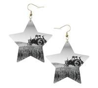 Tractor Agriculture Tranquil Women's Fashion Earrings, Celestial Dangle Earrings, Star Shape Jewelry for a Versatile