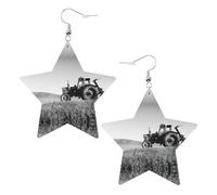 Tractor Agriculture Tranquil Women's Fashion Earrings, Celestial Dangle Earrings, Star Shape Jewelry for a Versatile
