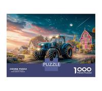 Tractor at Dusk Jigsaw Puzzles 1000 Pieces - Rural Fantasy Scene Tough Recycled Paper - Secure Interlocking Fit 52x38cm/1000pcs