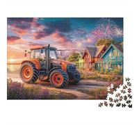 Tractor at Sunset 1000 Piece Vibrant Countryside Scene Jigsaw Puzzle For Adults Thick Card Board Relaxation Difficult Game Wall Decoration 38x26cm/1000pcs