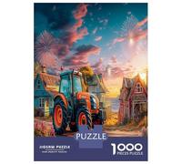 Tractor at Sunset Jigsaw Puzzles for Adults Kids.1000 Pieces Rural Coastal Scene Style Impossible Challenge Toy Educational Games Home Decoration for Adults& Kids Age 14 Years Up 70x50cm/1000pcs