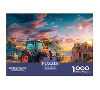 Tractor at SunsetAstounding 1000-Piece Jigsaw Puzzles for Adults Rural Coastal Scene Style A Grand Collection of Impossible, Hard, Difficult Challenging Puzzle Educational Games for All - A Daunting Y