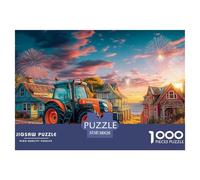 Tractor at SunsetIntricate 1000-Piece Jigsaw Puzzles for Adults Rural Coastal Scene Style Presenting A World of Challenging Puzzle Games - These Stand As The Premier Gift Jigsaw Puzzles for Adults And