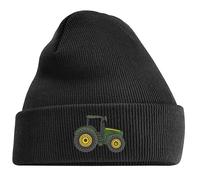 Tractor Beanie for Adults & Kids - Cozy Knit Hat with Farm Tractor Design for All Ages (UK, Age, One Size, Adults, Pink Beanie - Green Tractor)
