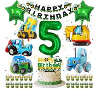 Tractor Birthday Decoration 5 Years Boy, 34 Pieces Tractor Decoration Set, Tractor Birthday Decoration Balloon, Tractor Balloons for Children's Birthday Party Decoration, Tractor Foil Balloons, for