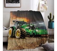Tractor Blanket, Tractor Cuddly Blanket for Children, Farm Theme Flannel Blanket, Children's Blanket, 3D Print Fleece Blanket, Sofa Blanket, Soft Warm Fluffy Blanket for Girls Boys (Tractor 01, 130 x