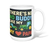 Tractor Ceramic Coffee Mug, Casual Playful Heart Text None Green Novelty Office Drinking Cup with Handle Ideal for Friendship Family Colleague Staff Sweetheart Teachers 15 Oz