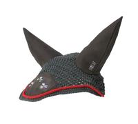 Tractor Collection Fly Veil by Little Knight - Charcoal Grey/Red - Small Pony