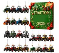Tractor - Countdown 24 Days with Acrylic Decorations 2D | Farm-Themed Christmas Tree Decoration for Families | Idea For An Atmosphere Du