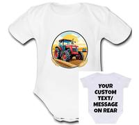 Tractor CUSTOMISABLE PERSONALISED Unique Baby Vest Baby Grow Babygrow Boys Girls UNISEX cute funny GIFT present custom -31 FARMER