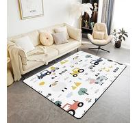Tractor Decor Carpet Area Rug 100 * 150cm Cartoon Farm Equipment Trucks Living Room Rugs for Kids Boys Girls Decor Farm Animal Accent Rug Microfiber Farm Nursery Decor Decor Rug