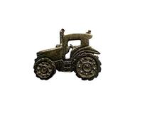 Tractor Design Pewter Pin Badge, Silver Metallic Finish