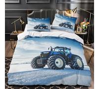 Tractor Double Bed Duvet Cover Sets 3D Printed Snowy Scenery Bedding Set Soft Brushed Microfiber Quilt Cover 200x200 cm with Zipper Closure for Teens and Adults with 2 Pillowcases y.1071