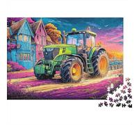 Tractor Driving Jigsaw Puzzles for Adults Educational Game The Impossible Challenge 1000 Piece Rural Landscape Art Style Difficult Hard Jigsaw Puzzles for Man And Woman with Letters on Back 70x50cm/10