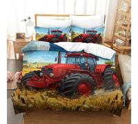 Tractor Duvet Cover Set 3D Printed Art Quilt Cover 2 Pillowcases Bedding Set Soft Easy Care with Zipper Closure 3 Pcs for Children's And Adults Single（140x200cm）