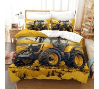 Tractor Duvet Cover Set 3D Printed Art Quilt Cover with 2 Pillow Cases Comforter Cover Included Machine Washable with Zipper Closure 3 Pcs for Adults Kids Single（140x200cm）