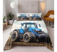Tractor Duvet Cover Set Double Size 3D Printed Bedding Set Zipper Closure Quilt Cover With Pillowcase 50X75Cm For Kids Girls Boys Adults Bedroom Soft Easy Care Bedding 200 X 200 Cm