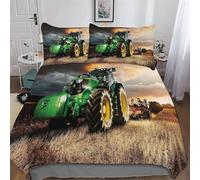 Tractor Duvet Cover Set Kids Bed Cover Adults Bedroom Quilt Cover 3 Pcs, 3D Printing Bedding Comforter Cover Bedspread, Soft Microfiber Bed Set Double (200x200cm)