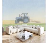 Tractor Engineering Vehicle Mural Wallpaper 3D Effect Pastoral Painted Non-Woven Self-Adhesive Wallpaper Removable Large Photo Sticker TV Background Wall Decor for Living Room Bedroom 366x254 cm