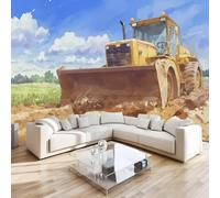 Tractor Engineering Vehicle Mural Wallpaper 3D Effect Pastoral Painted Non-Woven Self-Adhesive Wallpaper Removable Large Photo Sticker TV Background Wall Decor for Living Room Bedroom 366x254 cm