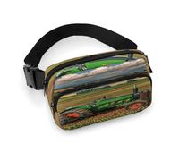 Tractor Farm Fanny Pack Belt Bag with Adjustable Strap Fashion Waist Bag for Outdoor Sports Hiking, white, 20x13cm, Full Printed Waist Bag